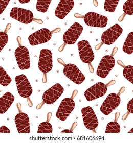 Pretty colorful seamless pattern made of hand drawn sweet ice creams.