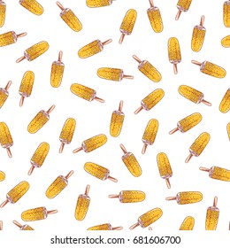 Pretty colorful seamless pattern made of hand drawn sweet ice creams.