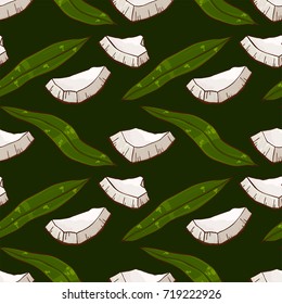 Pretty colorful seamless pattern made of hand drawn coconut.