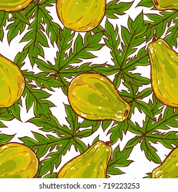 Pretty colorful seamless pattern made of hand drawn papaya.