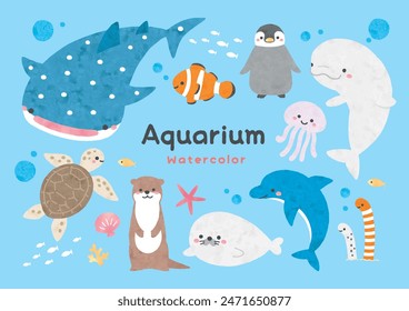 Bastante colorido algunas criaturas acuario acuarela