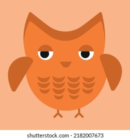 Pretty colourful little owl avatar. Cute animal baby vector illustration for baby card, poster, invitation, graphic, print. Children's textile design in a flat cartoon style isolated element