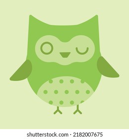 Pretty colourful little owl avatar. Cute animal baby vector illustration for baby card, poster, invitation, graphic, print. Children's textile design in a flat cartoon style isolated element
