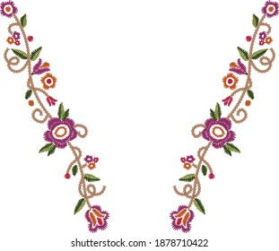 Pretty country shirt embroidery with leaf trellis and stitch texture