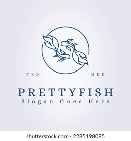 pretty couple fish logo vector line art illustration design