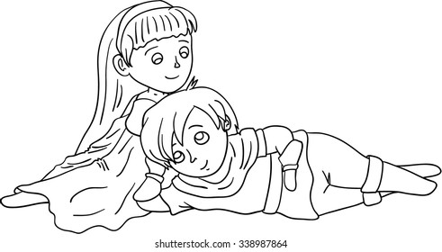Pretty couple - line art