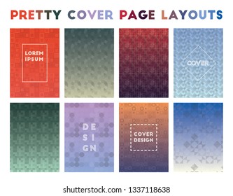 Pretty Cover Page Layouts. Alluring geometric patterns, positive vector illustration.
