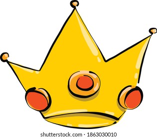 Pretty crown, illustration, vector on white background.