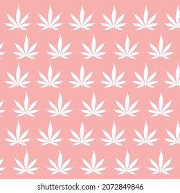 pretty cute girly pattern of weed marijuana retro vintage stylish pink background
