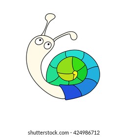 Pretty cute happy snail vector cartoon illustration