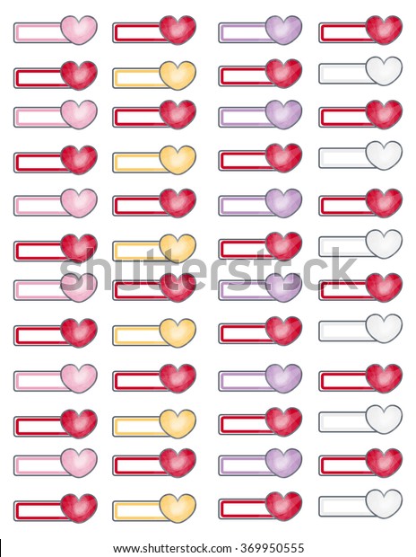 pretty cute printable stickersheart tags plannersscrapbookingjournalingnotebooksworkschooleditable stock vector royalty free 369950555