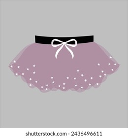 Pretty cute tutu ballet skirt,  clothes for ballerina. Pink, white, black tutu, flat illustrations. Little ballet dancer soft colors tutu with little bow,classical ballet skirts. Clothing set for girl