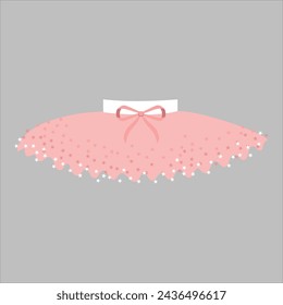 Pretty cute tutu ballet skirt,  clothes for ballerina. Pink, white, black tutu, flat illustrations. Little ballet dancer soft colors tutu with little bow,classical ballet skirts. Clothing set for girl