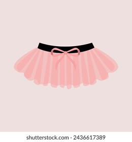 Pretty cute tutu ballet skirt,  clothes for ballerina. Pink, white, black tutu, flat illustrations. Little ballet dancer soft colors tutu with little bow,classical ballet skirts. Clothing set for girl