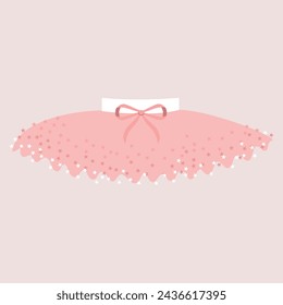 Pretty cute tutu ballet skirt,  clothes for ballerina. Pink, white, black tutu, flat illustrations. Little ballet dancer soft colors tutu with little bow,classical ballet skirts. Clothing set for girl