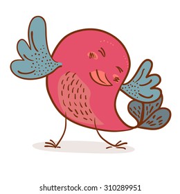 pretty dancing bird on white background vector illustration