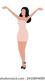Pretty dancing woman on white background