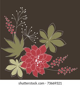 Pretty dark pattern with leaves and flowers