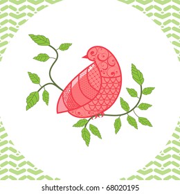 bonito ave decorativa en un árbol (eliminar círculo para el patrón completo detrás)