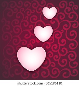 Pretty delicate  heart on a dark background. Card or picture on Valentine's Day. Symbol of love.