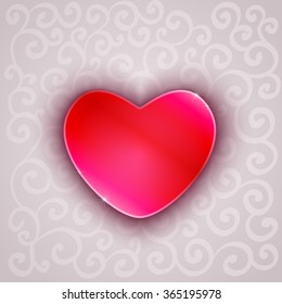 Pretty delicate  heart on a light background. Card or picture on Valentine's Day. Symbol of love.