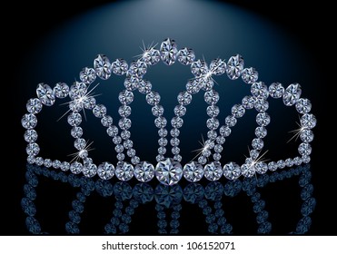 Pretty diamond princess diadem, vector illustration