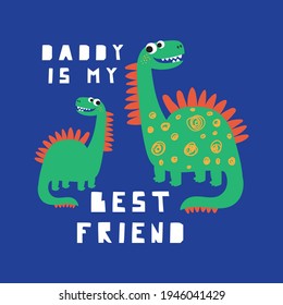 pretty dinosaur family drawing as vector for tee print