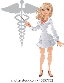 Pretty doctor with pointer