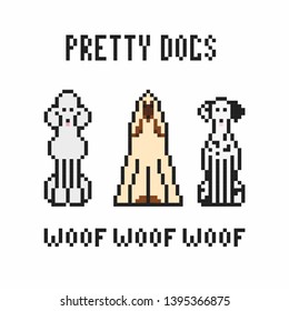 Pretty dogs pixel vector illustration