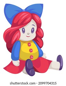 Pretty doll icon. Cute cartoon girl toy