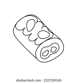 Bonita tarta de doodle. Esbozo de diseño para la cafetería de menú, bistró, restaurante, cafetería, panadería, etiqueta, afiche, pancarta, volante y embalaje. Ilustración vectorial en un fondo blanco.