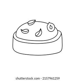 Pretty doodle cake. Design sketch element for menu cafe, bistro, restaurant, coffeehouse, bakery, label, poster, banner, flyer and packaging. Vector illustration on a white background.