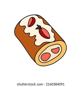 Bonita tarta de doodle. Esbozo de diseño para la cafetería de menú, bistró, restaurante, cafetería, panadería, etiqueta, afiche, pancarta, volante y embalaje. Ilustración vectorial colorida sobre un fondo blanco.