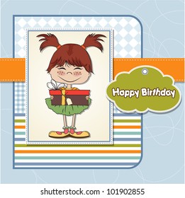 pretty doodle girl with gift