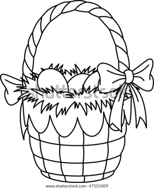 Pretty Easter Basket Coloring Page Stock Vector (Royalty Free) 47101009