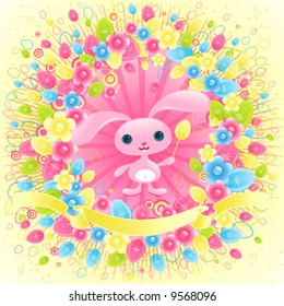 Pretty Easter bunny. Cute baby animal.