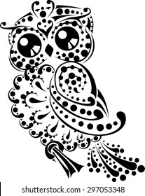 Pretty and elegant floral owl for tribal tattoo and decoration