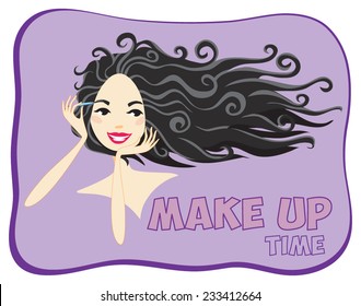 pretty face of a young girl during makeup