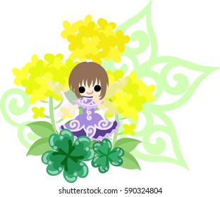 Pretty fairy and beautiful brassica and clover