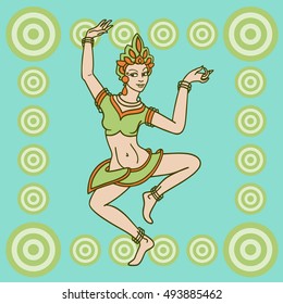 Pretty fairy dancer on a turquoise circle background