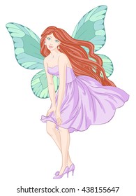 Pretty fairy, hand drawn vector illustration on a white background.