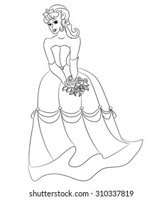 Pretty fairytale princess - coloring page for kids