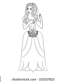 Pretty fairytale princess - coloring page for kids