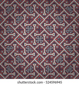Pretty fancy seamless pattern background in meditative style. Vivid, graphical design for carpet, web, curtain or other purpose. Knotty mosaic repeatable backdrop. Contemporary decor.