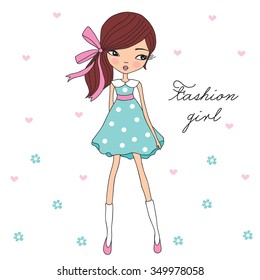 pretty fashion girl vector illustration