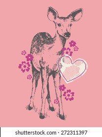 Pretty Fawn & Lace Baby/Toddler/Young Girls Tshirt Silkscreen