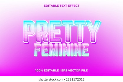 pretty feminine 3d editable text effect, template with 3d style use for logo and business brand