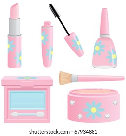 Pretty Feminine Cosmetics Collection Vector