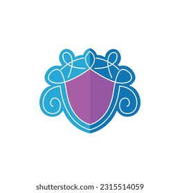 Pretty Feminist Shield logo design template sign, logo with solid color style,