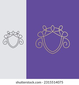 Pretty Feminist Shield logo design template sign. logo with monoline style,